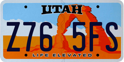 UT license plate Z765FS