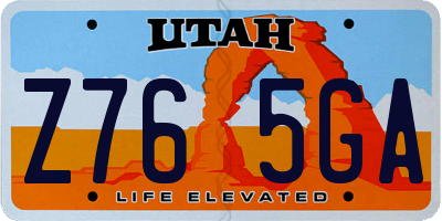 UT license plate Z765GA