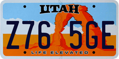 UT license plate Z765GE