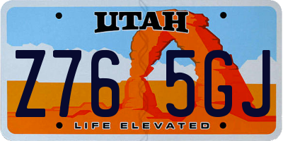 UT license plate Z765GJ