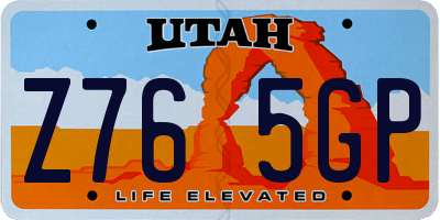 UT license plate Z765GP