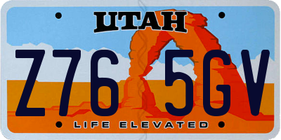 UT license plate Z765GV