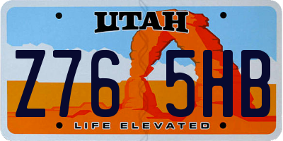 UT license plate Z765HB
