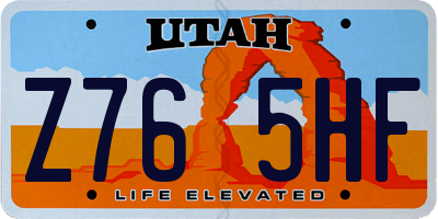 UT license plate Z765HF