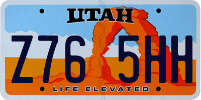 UT license plate Z765HH