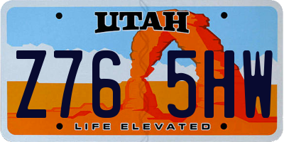 UT license plate Z765HW