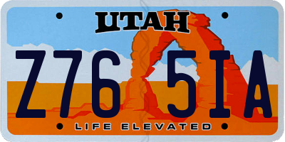UT license plate Z765IA