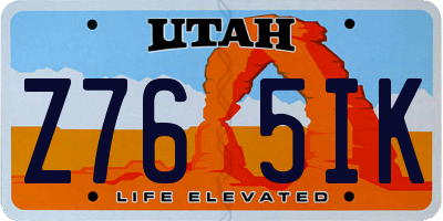UT license plate Z765IK
