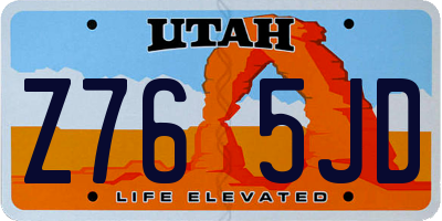 UT license plate Z765JD