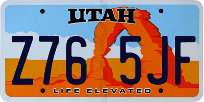 UT license plate Z765JF