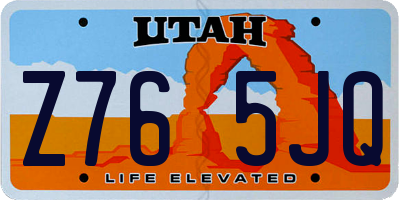 UT license plate Z765JQ