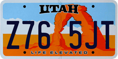 UT license plate Z765JT