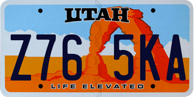 UT license plate Z765KA