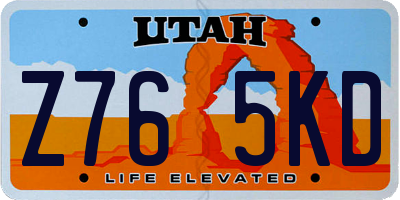 UT license plate Z765KD