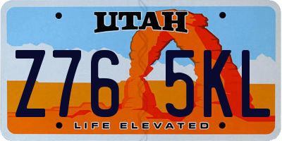 UT license plate Z765KL