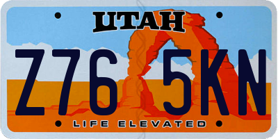 UT license plate Z765KN