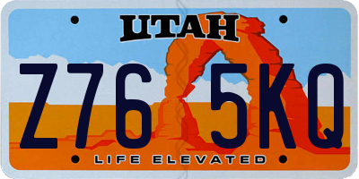 UT license plate Z765KQ