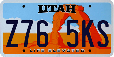 UT license plate Z765KS