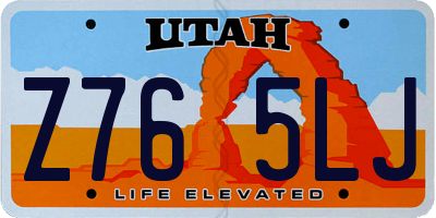 UT license plate Z765LJ
