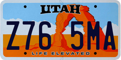 UT license plate Z765MA