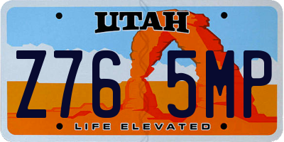 UT license plate Z765MP