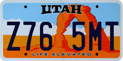 UT license plate Z765MT