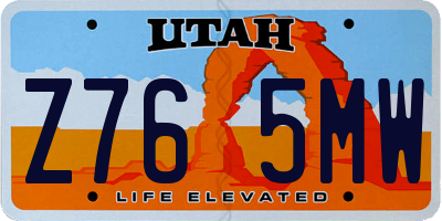 UT license plate Z765MW