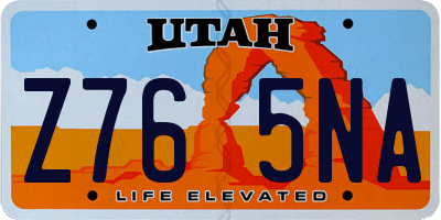 UT license plate Z765NA
