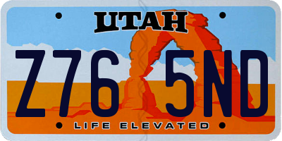 UT license plate Z765ND