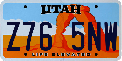 UT license plate Z765NW