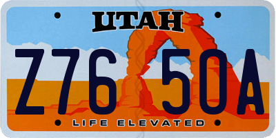 UT license plate Z765OA