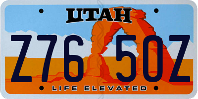 UT license plate Z765OZ