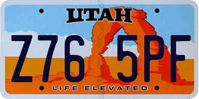 UT license plate Z765PF