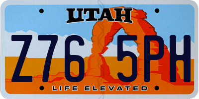 UT license plate Z765PH