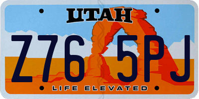UT license plate Z765PJ