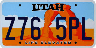 UT license plate Z765PL