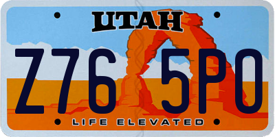 UT license plate Z765PO
