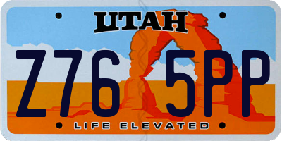 UT license plate Z765PP