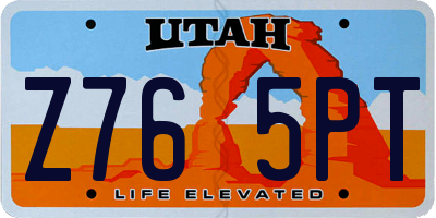 UT license plate Z765PT