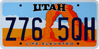 UT license plate Z765QH