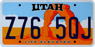 UT license plate Z765QJ