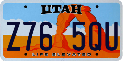 UT license plate Z765QU