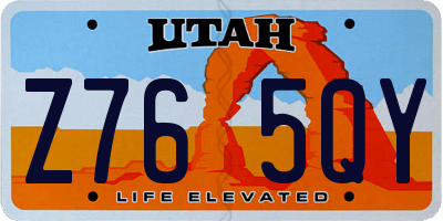 UT license plate Z765QY