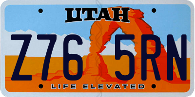 UT license plate Z765RN