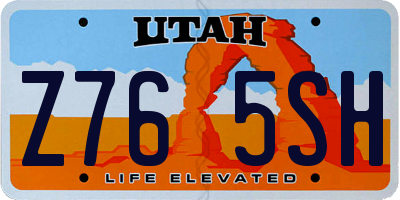 UT license plate Z765SH