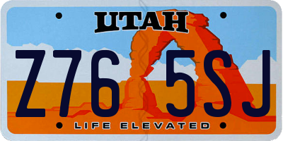 UT license plate Z765SJ