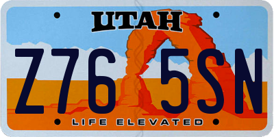 UT license plate Z765SN