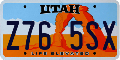 UT license plate Z765SX