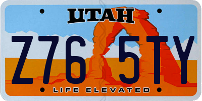 UT license plate Z765TY