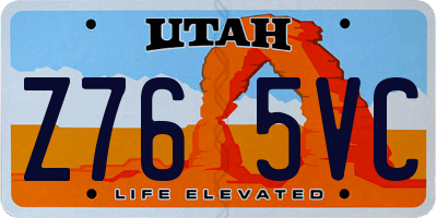UT license plate Z765VC